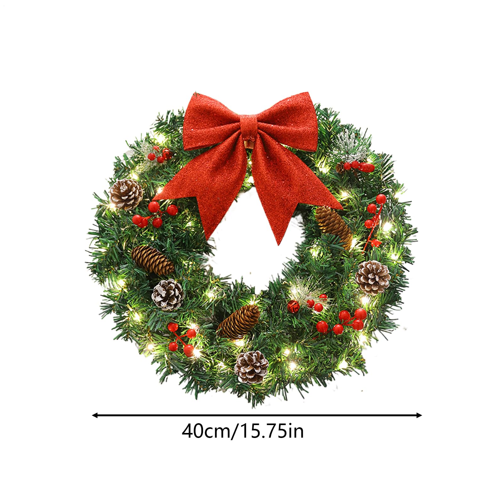 Corona de Navidad Artificial Rojo Artificial De 38 cm