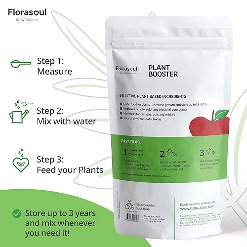 Miniatura 4 de Florasoul Fertilizante orgánico para verduras, flores, arbustos, alimentos vegetales multiusos, fertilizante orgánico vegano certificado para algas