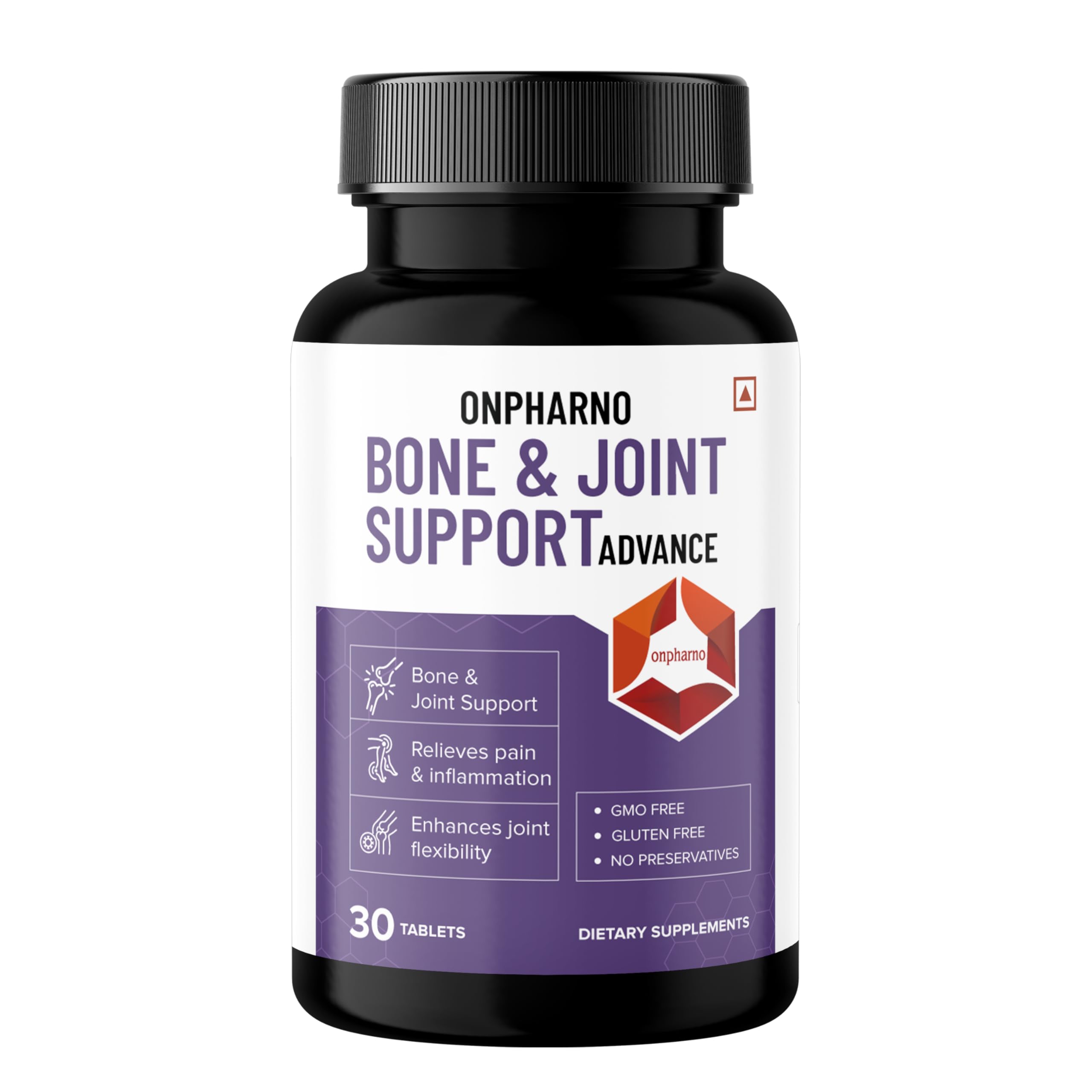 Onpharno Bone & Joint Supplement Advance | Collagen, Calcium, Vitamin D3, B12, Glucosamine, MSM & More | Relieves Joint Pain, Inflammation & Enhances Muscle Strength | 30 Tablets