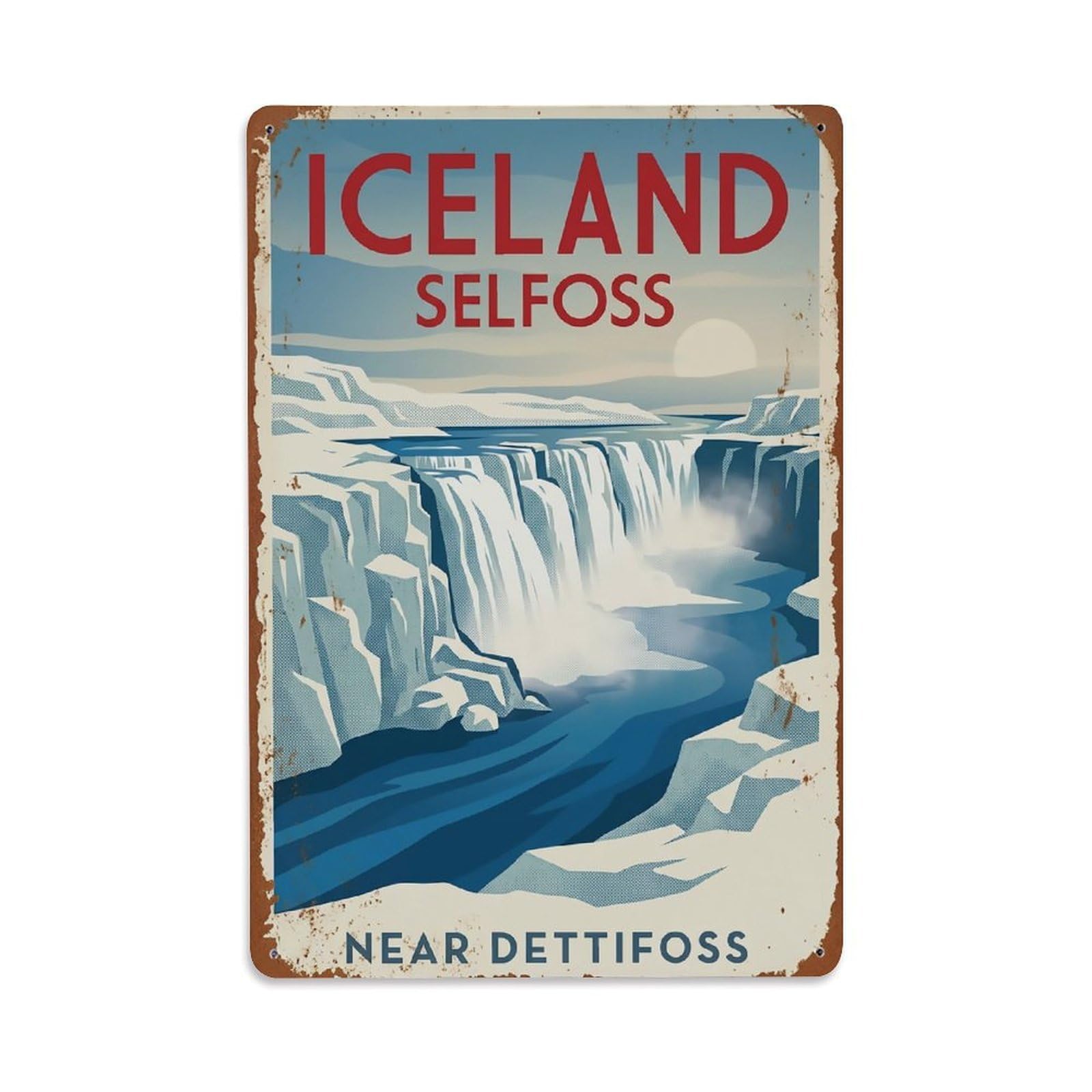 Vintage Travel Selfoss Iceland Neighbor Metal Tin Sign