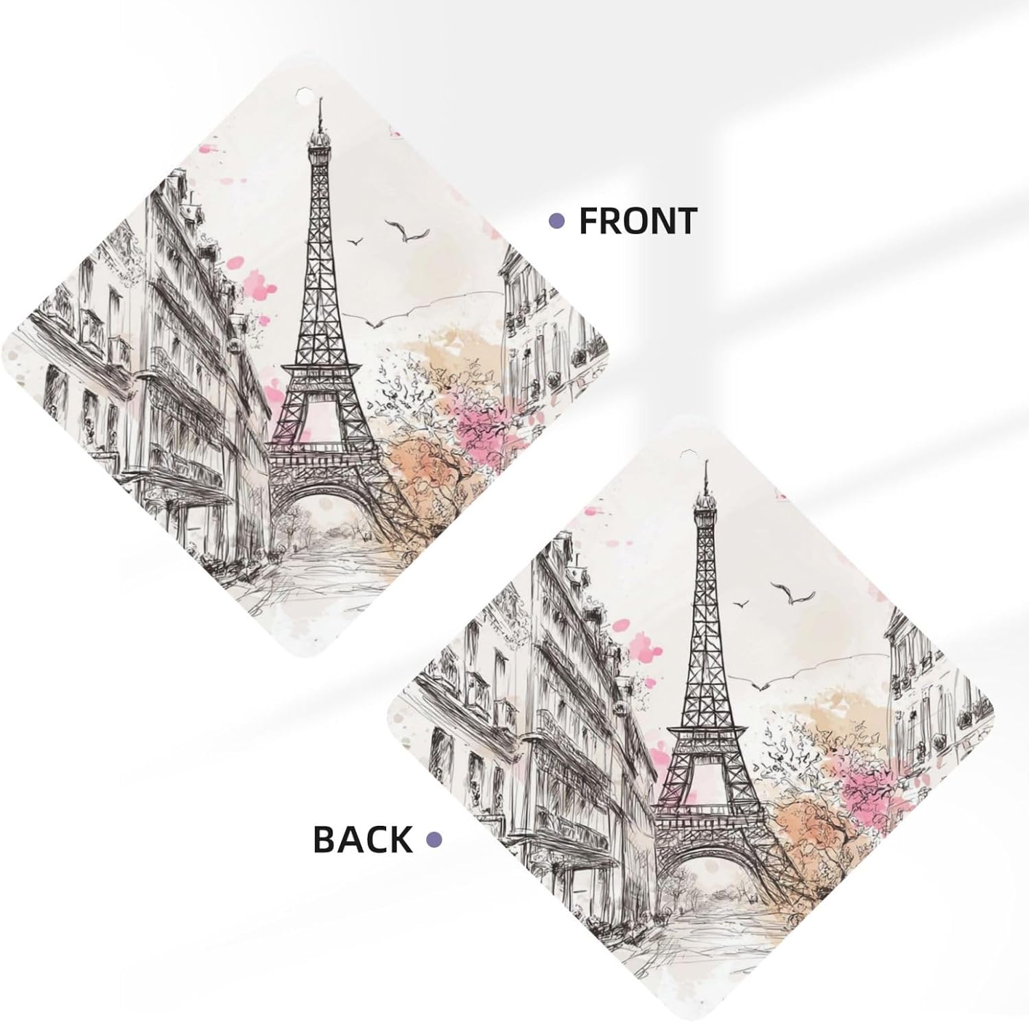 Car Air Freshener 24 PCS French Paris Tour Eiffel Tower Hanging Car Air Fresheners Auto Interior Decor Card Freshener Strong Scented Card Lavender Cars Scents for Office Bedroom Close Drawer Square