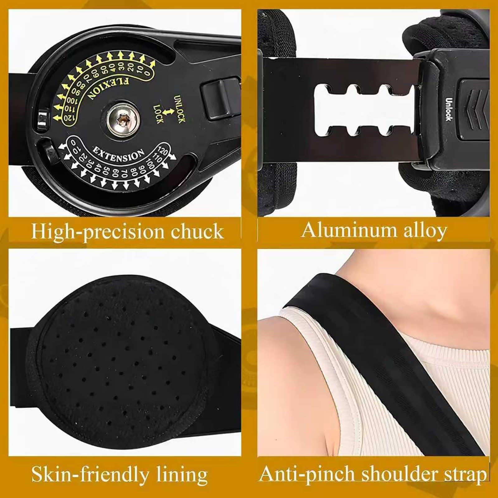 Attelle De Coude Postopératoire Articulée, Attelle De Bras Postopératoire Avec Stabilisateur D'élingue, Angle De Courbure 0-120 ° Et Longueur 35-43 Cm Réglable, Pour La Récupération Post-opératoire