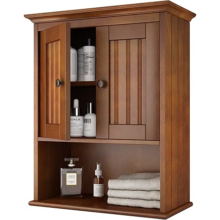 Amazon.com: OONNEE Brown Bathroom Wall Cabinet Mounted Wooden Medicine ...