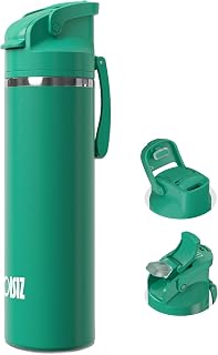 OISIZ Insulated Water Bottle 24 oz with 2 in 1 Spout and Straw Lid,One Click Safety Lock,100% Leakproof,Keep Cold 24H,Vacuum Stainless Steel Water Bottle for School,Travel and Sports,Dishwasher Safe