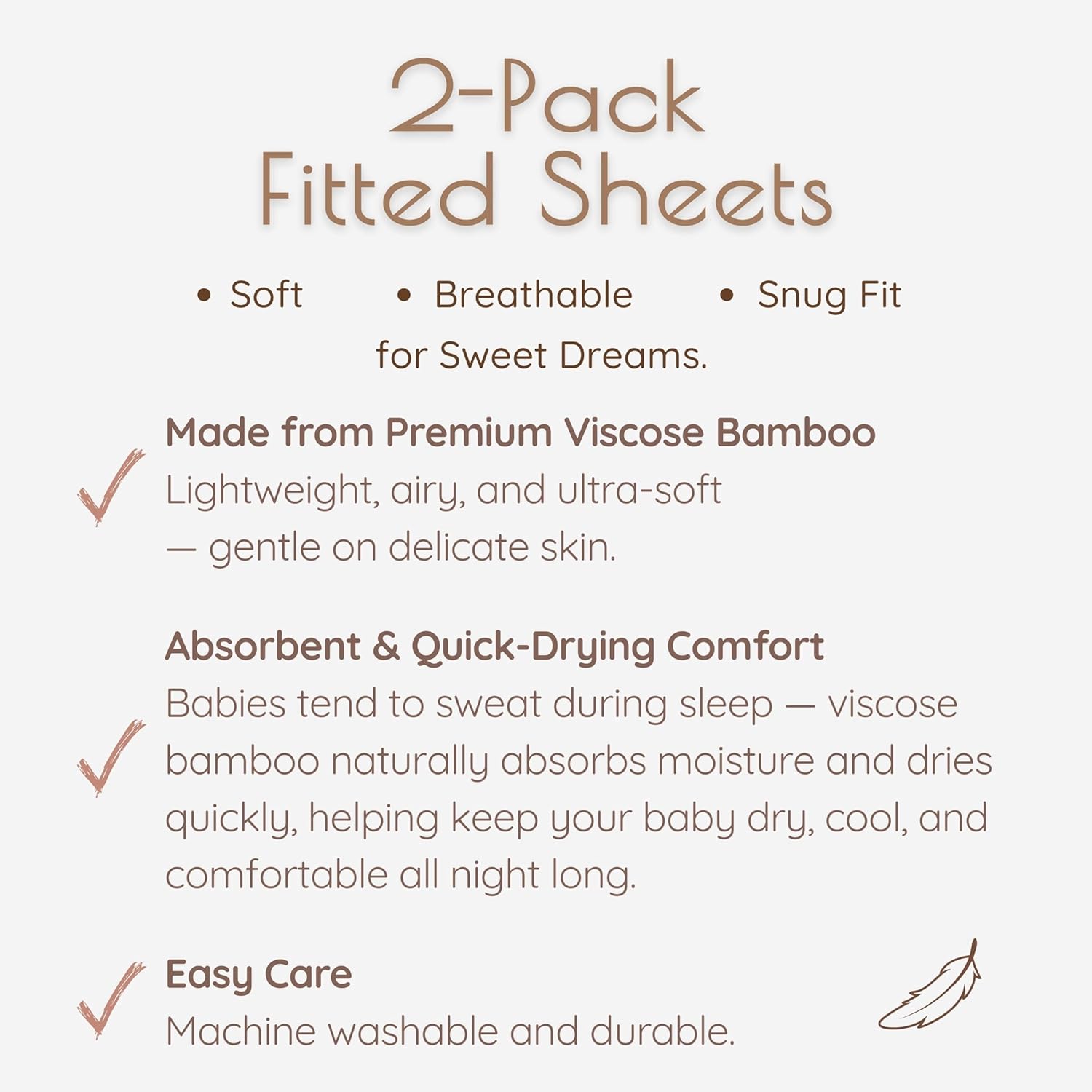 Fitted Crib Sheets for Boys and Girls, 2 Pieces 52"x28" Viscose and Spandex Crib Mattress Sheet, Baby and Toddler Bed Sheets, Mattress Cover Oeko-TEX Cribs Sheet Set, Green Botanical Neutral Gift Set - Image 7