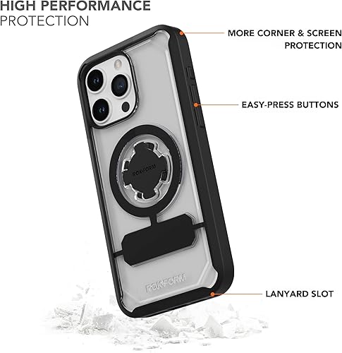 Miniatura 3 de Rokform - Funda para iPhone 15 Pro Max, serie Crystal, funda magnética transparente para iPhone 15 Pro Max con bloqueo giratorio RokLock, armadura