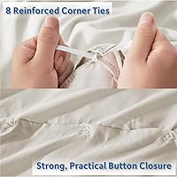 Vista 4 de Nestl Funda de edredón de color blanco roto tamaño King: juego de funda de edredón King suave de doble cepillado, 3 piezas, con cierre de botón, 1