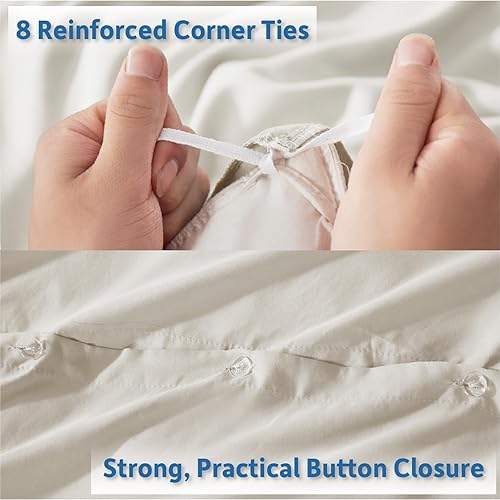 Miniatura 4 de Nestl Juego de funda de edredón suave de doble cepillado y cierre de botones, juego de 3 piezas 1 funda de edredón 104 x 90 pulgadas y 2 fundas de