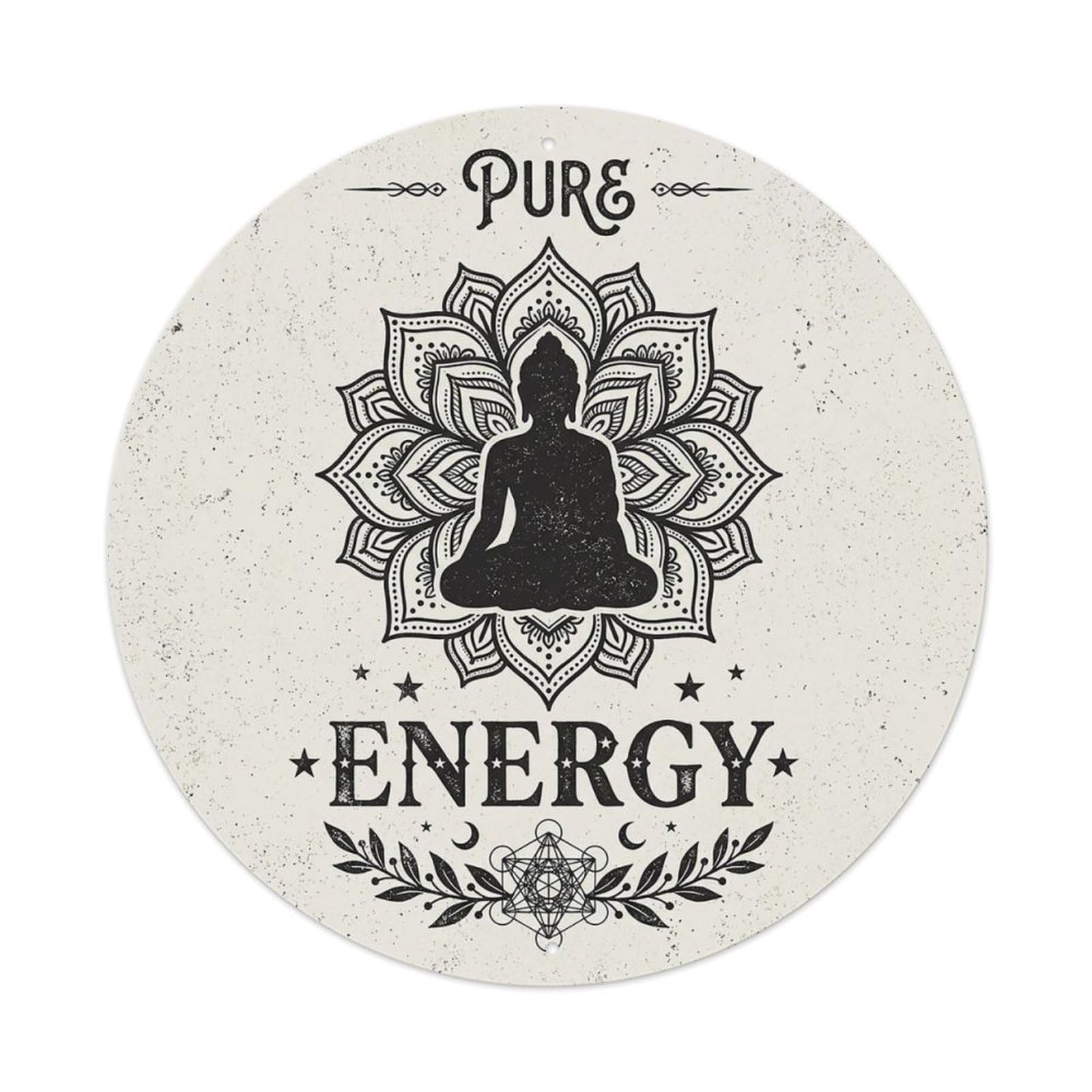 Zen Flower Meditation Den Energy Vintage Metal Tin Sign Plaque Wall Decor for Cafe, Club Bar, Office, Garden Metal Poster 8x8Inch