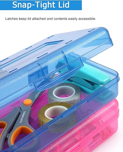 Miniatura 5 de Tamaki Paquete de 3 Cajas de Lápices de Plástico de Gran Capacidad Cajas Transparentes con Tapa de Cierre a Presión Diseño Apilable y Elegante Caja