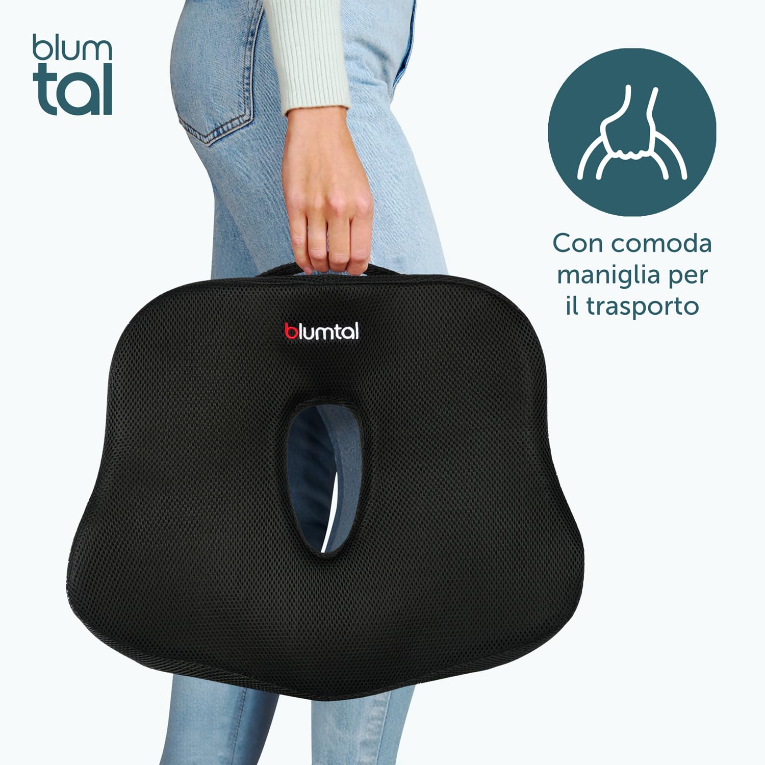 Blumtal Cuscino Sedia Ufficio - Ciambella per Sedile Auto - Supporto Rotondo con Buco - Anello Imbottito - Seduta Comoda