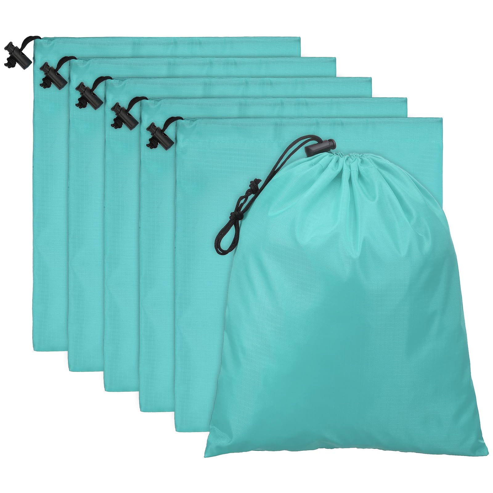 PATIKIL Travel Storage Bags with Toggle 6 x 8 Inch, 6 Pack Waterproof 210D Polyester Drawstring Bag Stuff Sack Cinch Bag for Gym Traveling Hiking Yoga Shoes Organizer, Lake Blue