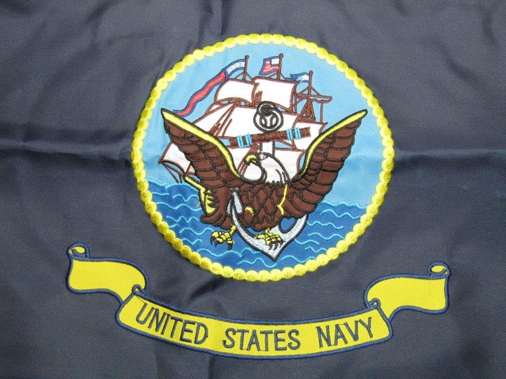 AES 12x18 Embroidered U.S. US Military Ship Double Sided 2ply 220D Nylon 12"x18" Grommets Fade Resistant Double Stitched Premium Penant House Banner Grommets