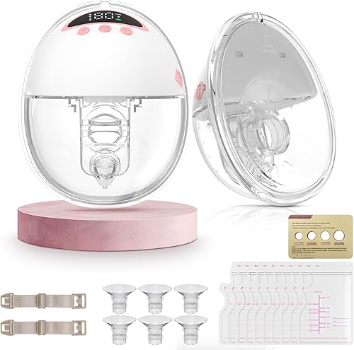 Extractor de leche eléctrico doble portátil, bomba de lactancia materna manos libres con 4 modos y 12 niveles, antirreflujo, pantalla LED, 10 bolsas