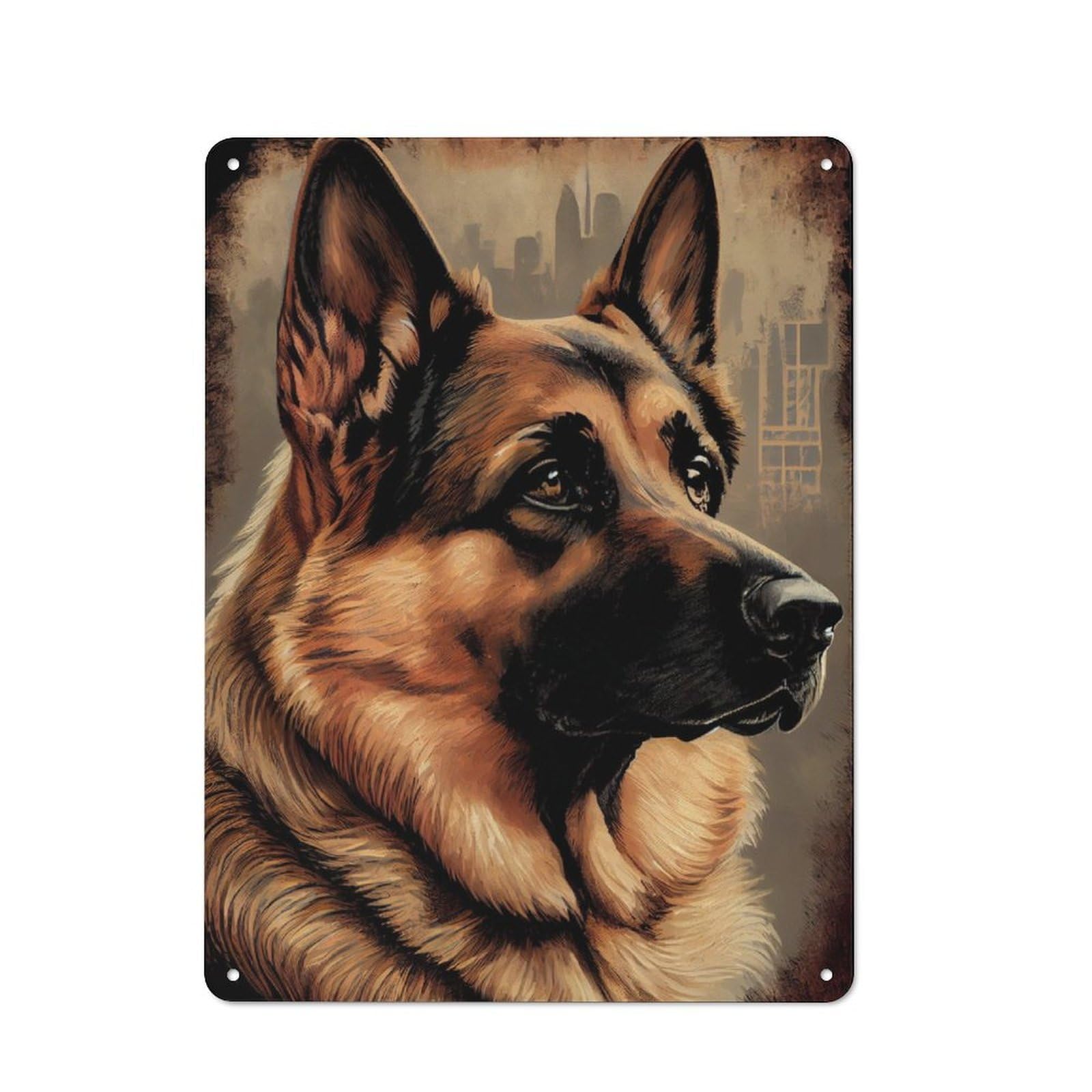 Junmoney German Shepherd Retro Dog Vintage Metal Sign 40X30cm For Guest Room Or Hallway, Suited To Guest Room Decorators
