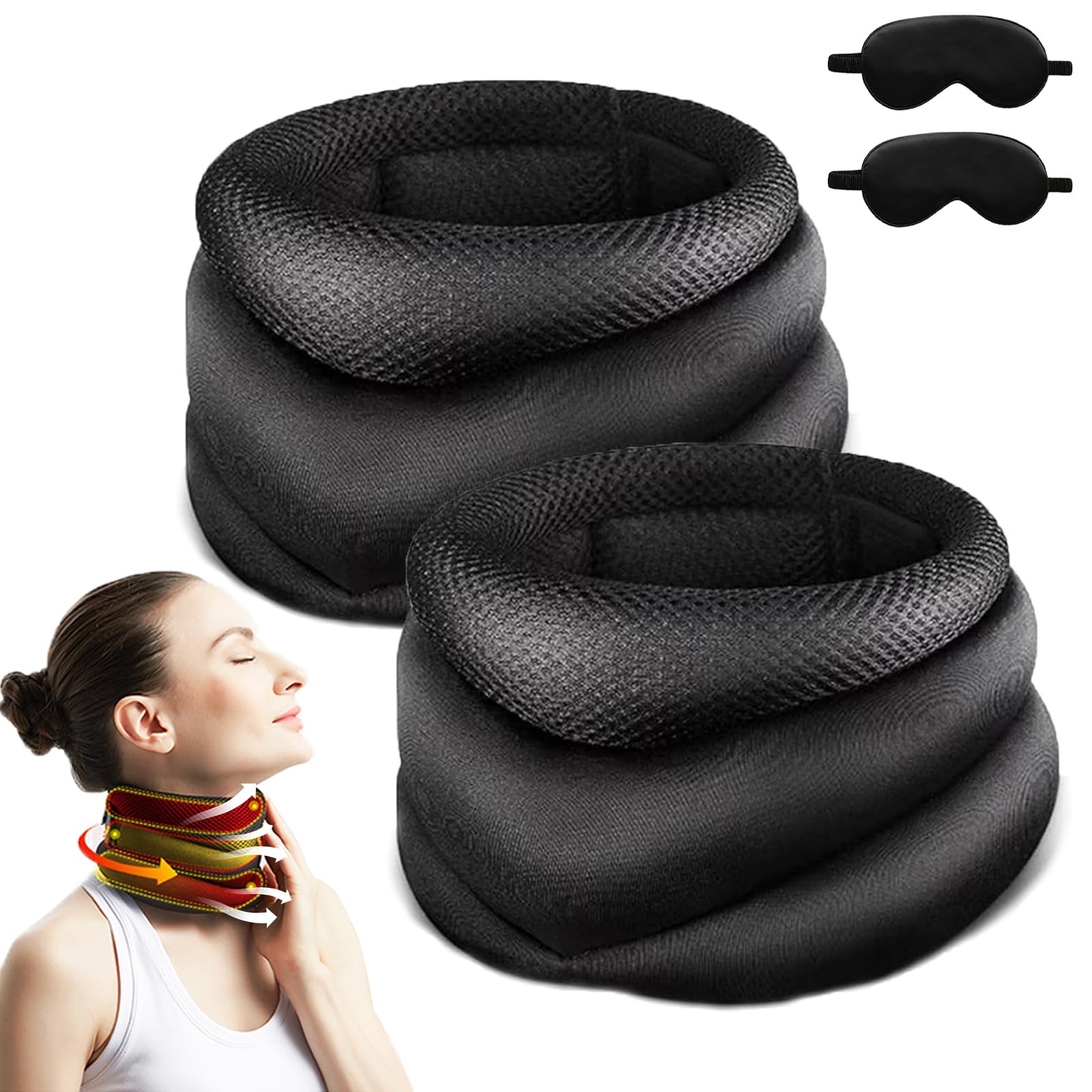 Llelemamo 2Pcs Vitavix Neck Support, Vitavix Neck Support For Snoring, Necksupport - Never Snore Again, Adjustable Soft Foam Neck Brace Cervical Collar, Relief Of Cervical Spine Pressure, For Sleeping (2Pcs)