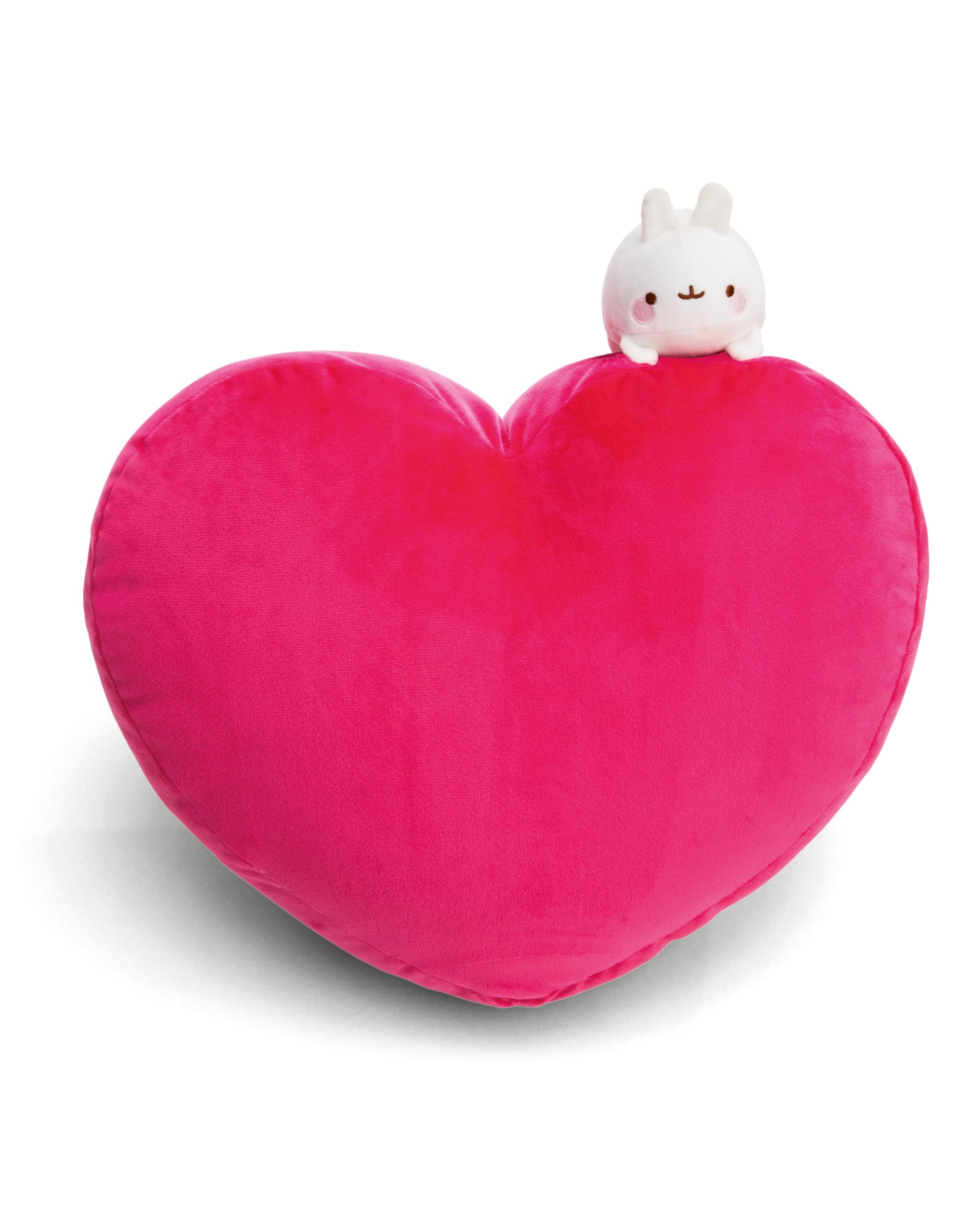 NICI cushion MOLANG heart shaped 42x27cm with soft toy MOLANG 10cm pink - Fluffy cuddly toy cushion for children, babies and cuddly toy lovers - ideal for at home, kindergarten or on the go - 61679