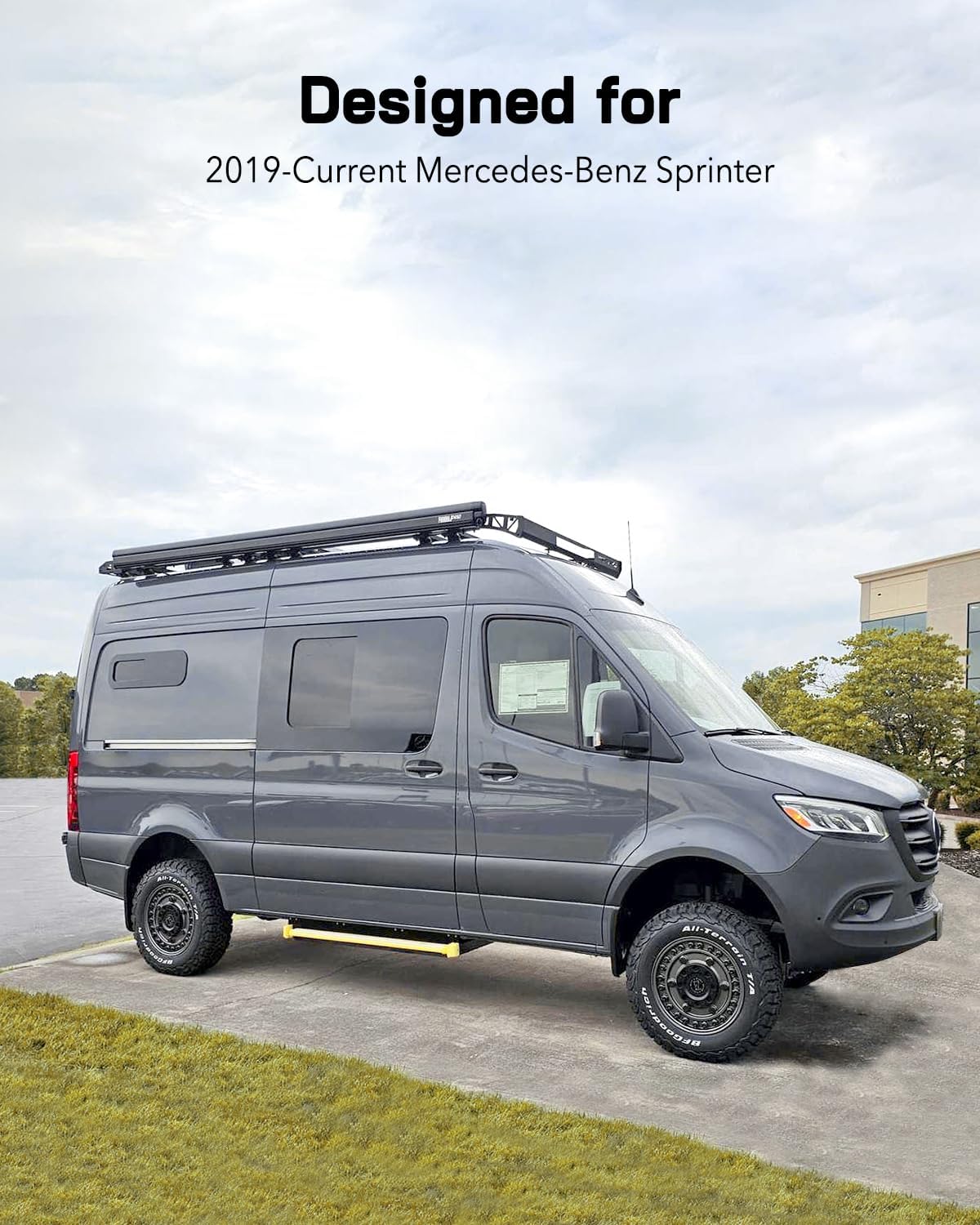 Aluminum Heavy-Duty Headliner Shelf for Mercedes Sprinter Van VS30 2019-2026, with Adjustable Curtain Rod & Premium Carpet Liner, Additional Storage Space,Black