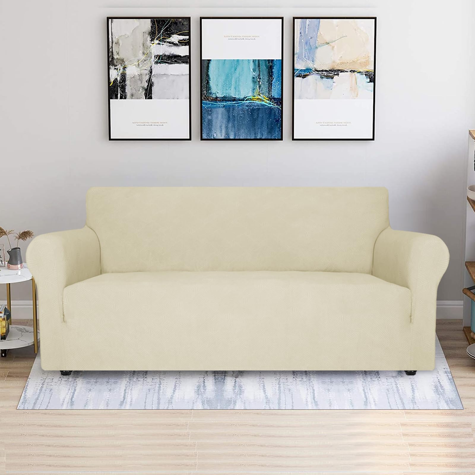 Ystyle Copridivano 3 Posti Con Braccioli, Copri Divano Antigraffio Gatto, Copridivani Elasticizzati, Pesante Inverno Copri Divani, Fodera Divano Antimacchia Lavabile Antiscivolo, Beige