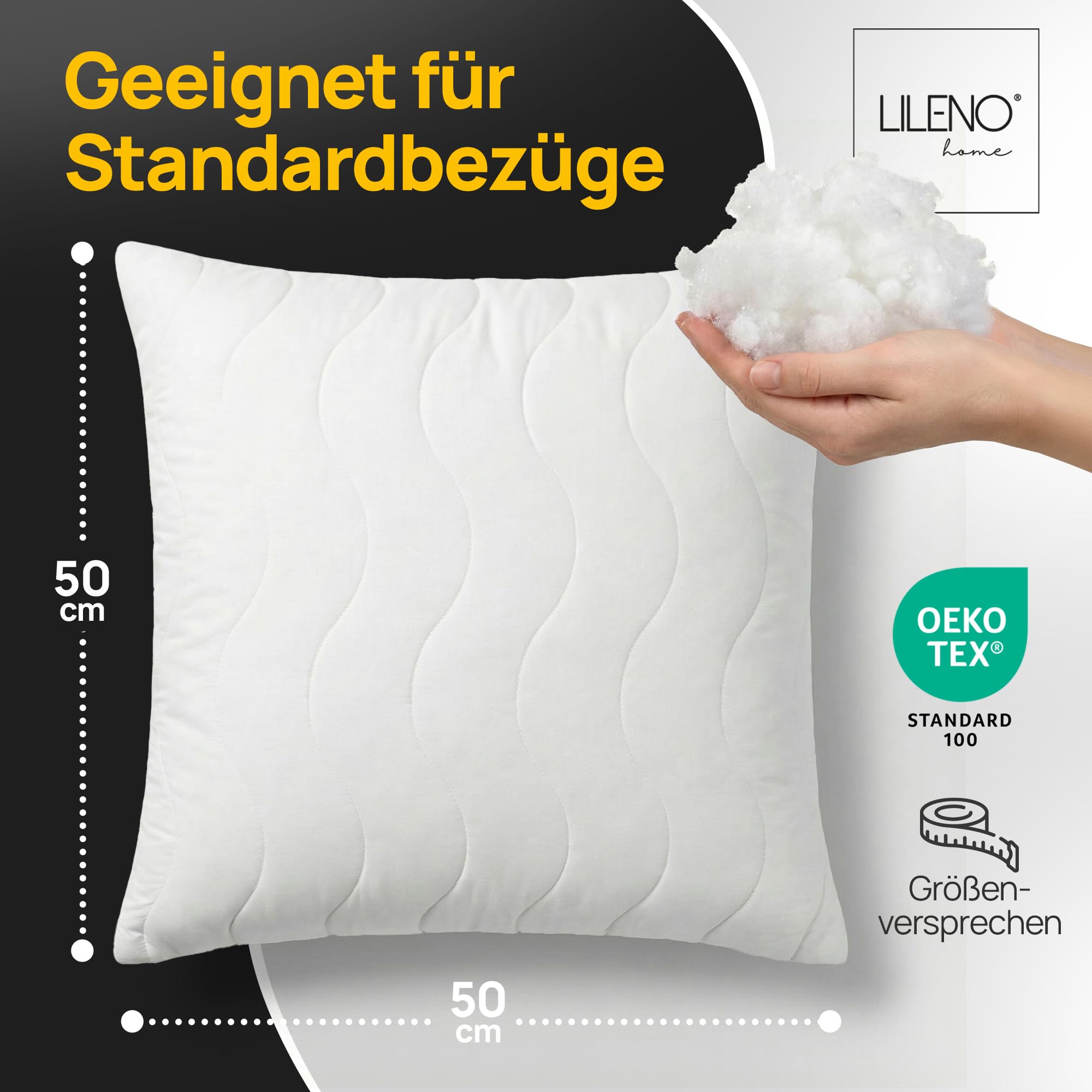 LILENO HOME Poduszka 50 x 50 cm [zestaw 2 sztuk] jako poduszka dekoracyjna z zamkiem błyskawicznym do regulacji, nadaje się do prania w temperaturze do 95°C, sofa i poduszka dekoracyjna na kanapę