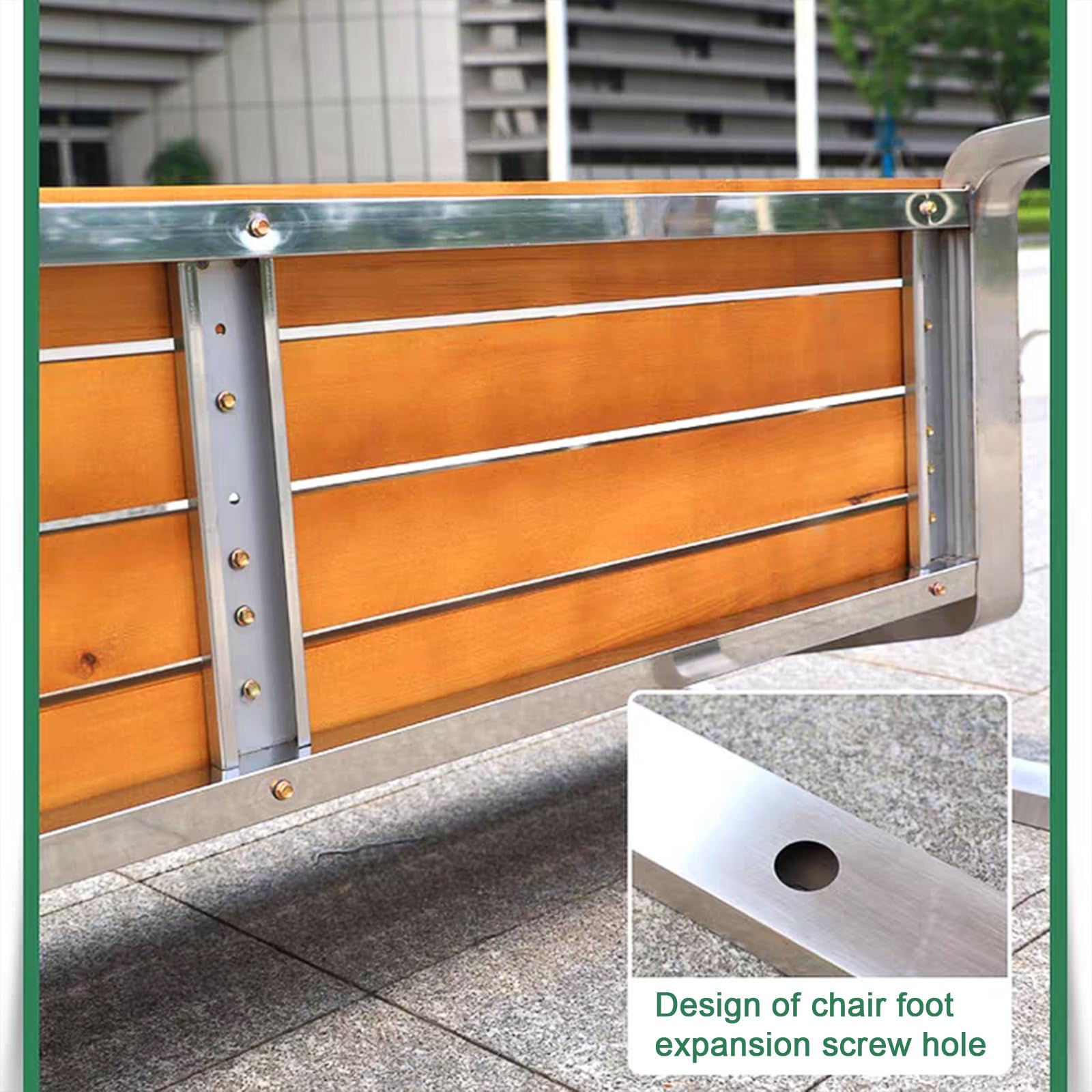 Banco de metal para jardín al aire libre, moderno acero inoxidable, asiento de listones para patio, porche, piscina, balcón, capacidad para 2 personas, diseño duradero y elegante