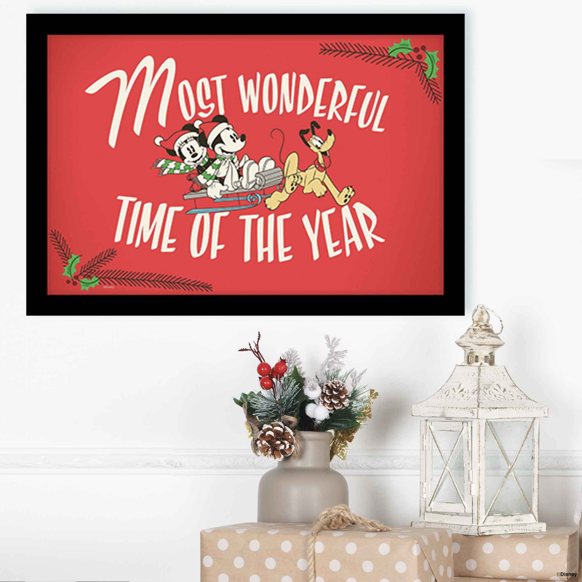 Plaque Décorative Murale - Most Wonderful Time Of Year - Mickey, Minnie, Pluto - Open Road