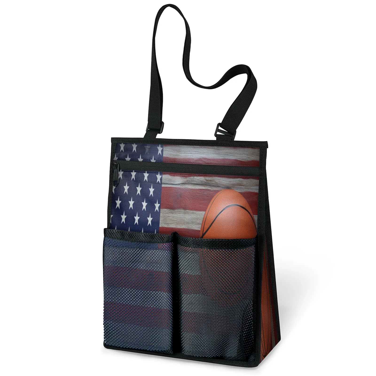 Ourtheme Usa Flag Basketbal Portable Shower Bag for Travel Gym Camp Beach Tote Shower Caddy Bags Hanging Toiletry