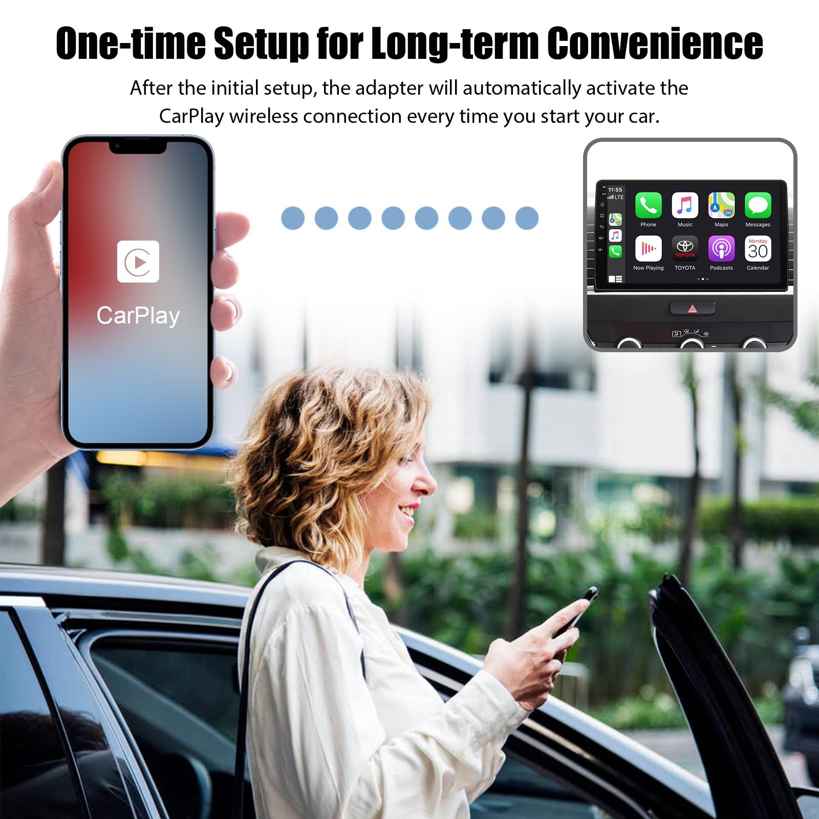 Adattatore wireless CarPlay, compatibile con Apple CarPlay, adattatore wireless UK, dongle Bluetooth Car Play per auto cablato di fabbrica, per auto dal 2015 iPhone 6 e superiori iOS 10 e superiori