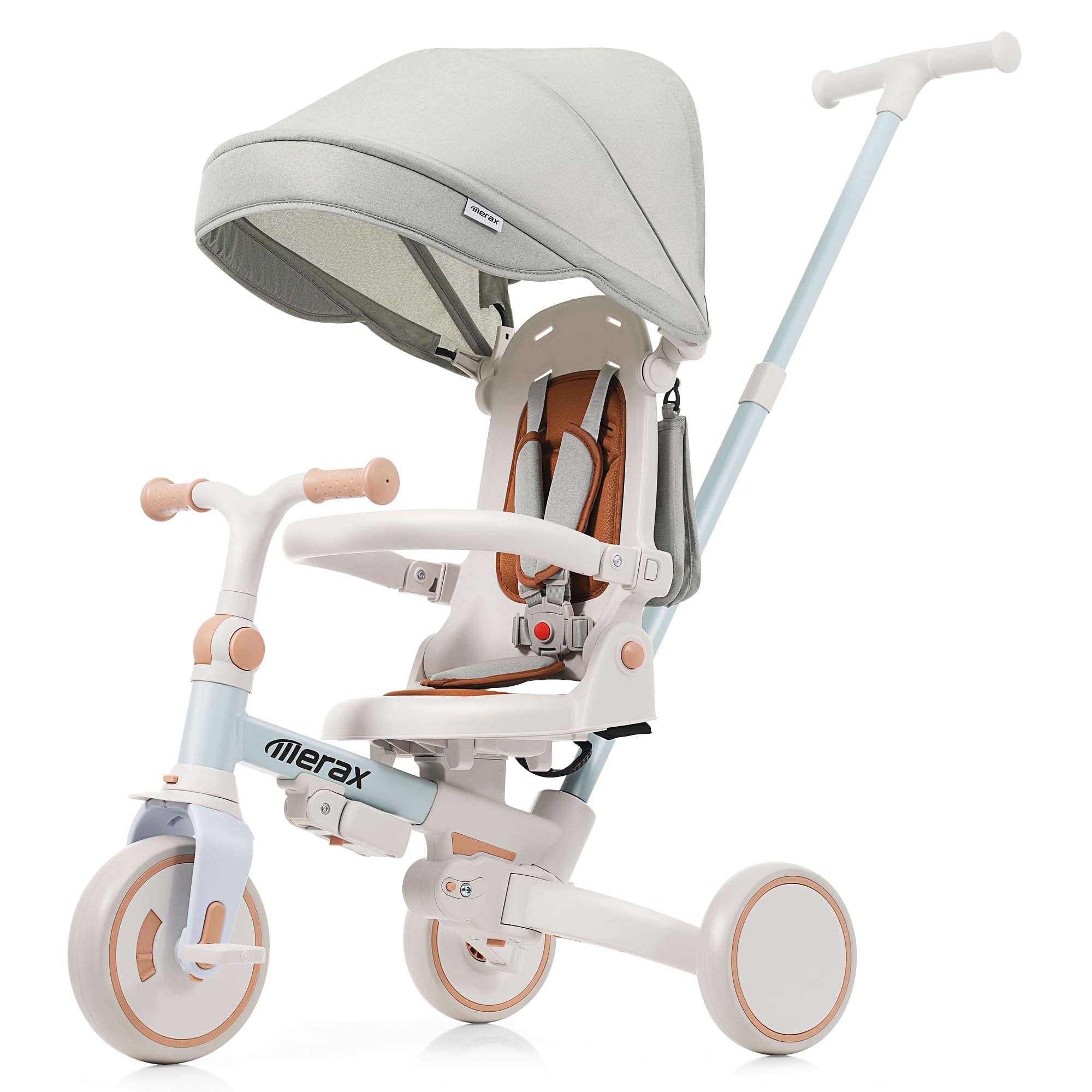 Baby Trike 7-in-1 Toddler Push Bike Parent-Controlled Toddler Tricycle to Self-Riding Tricycle Detachable Footrest