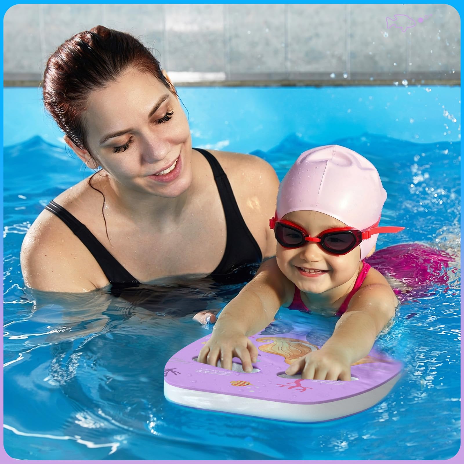 HeySplash Schwimmbrett für Kinder Erwachsene, Schwimmhilfe Schwimmen Kickboard mit Griffen, Schwimmbretter Schwimmnudel Kinder ab 3-6 Schwimmboard Schwimmtraining Schwimmen Lernen Schwimmstils