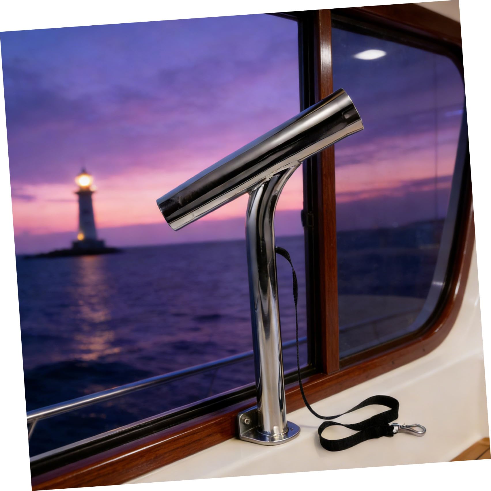 SHERCHPRY Porta Canne da Barca in Acciaio Inox, Supporto Rigido Marino