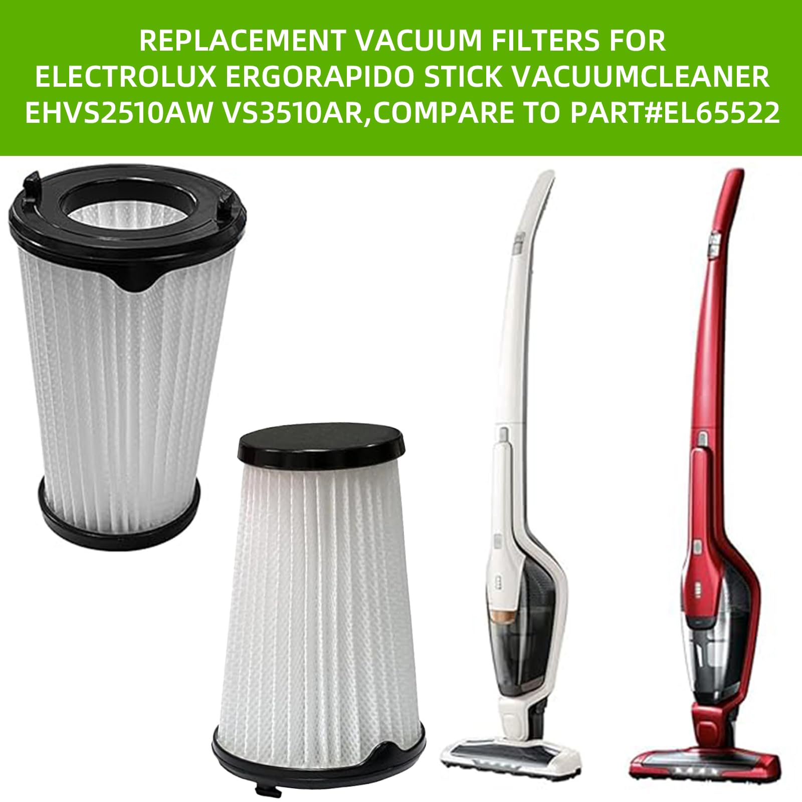 6-Pack VAF-1TM HEPA Filter Replacement For Electrolux Ergorapido Stick Vacuum (Compatible With EL65522)