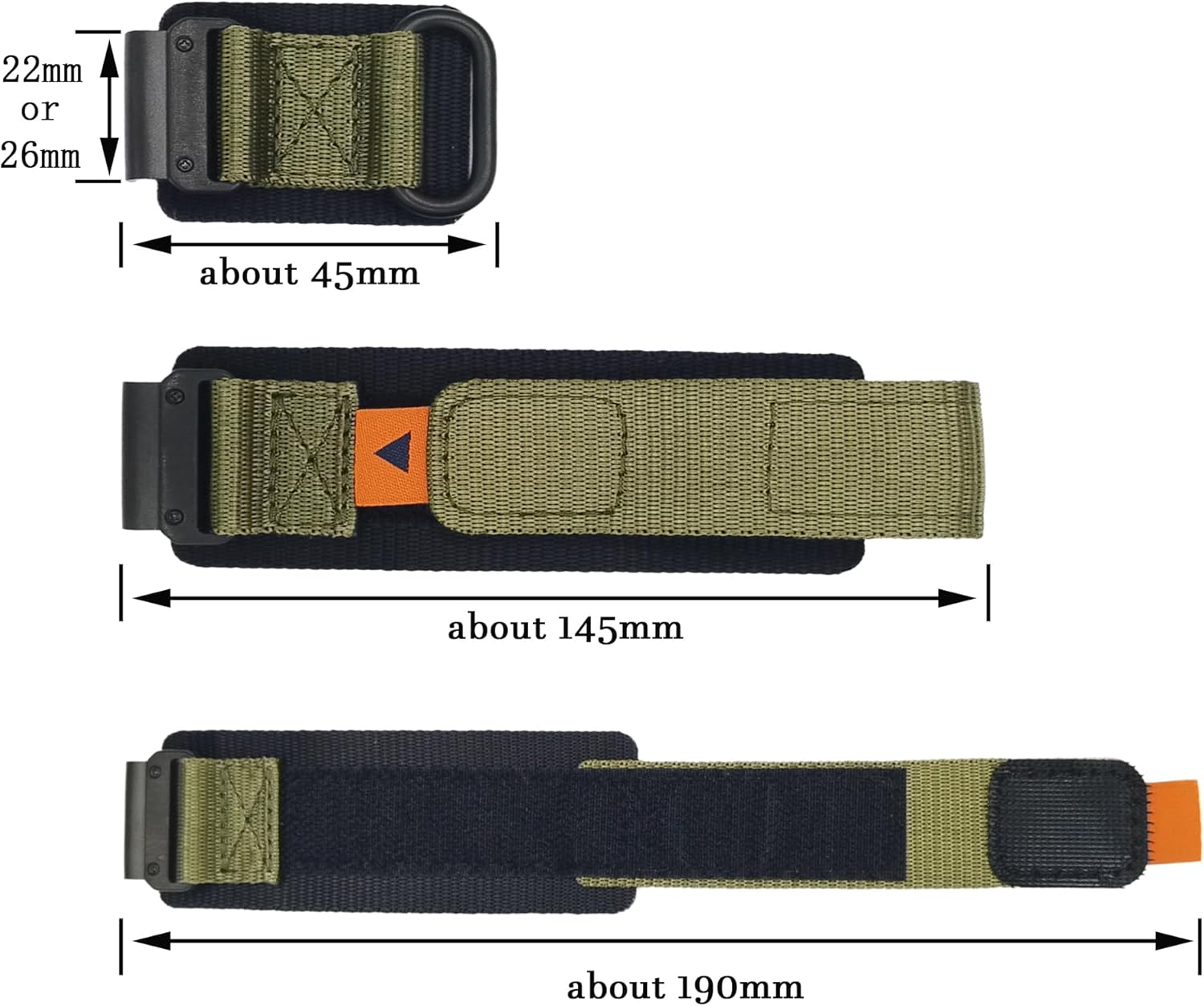 Super Rugged Nylon Sports Strap With Stainless Steel Loop & Hook Design Compatible With Garmin Watch Band For Fenix 7/6/5/Forerunner/Approach/MARQ/Quatix/D2 Series