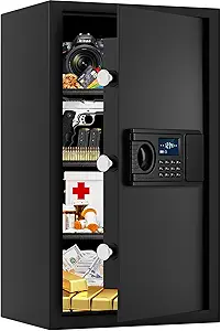5.0 Cuft Fireproof Safe for Home Documents, Large Home Safe Box Fireproof Waterproof with LCD Keypad Keys, Anti-Theft Alert, Hidden Code Mode, Personal Combination Fire Safes For Money Jewelry Office