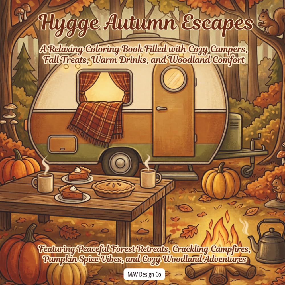 Hygge Autumn Escapes: A Relaxing Coloring Book Filled with Cozy Campers, Fall Treats, Warm Drinks, and Woodland Comfort Featuring Peaceful Forest ... Spice Vibes, and Cozy Woodland Adventures