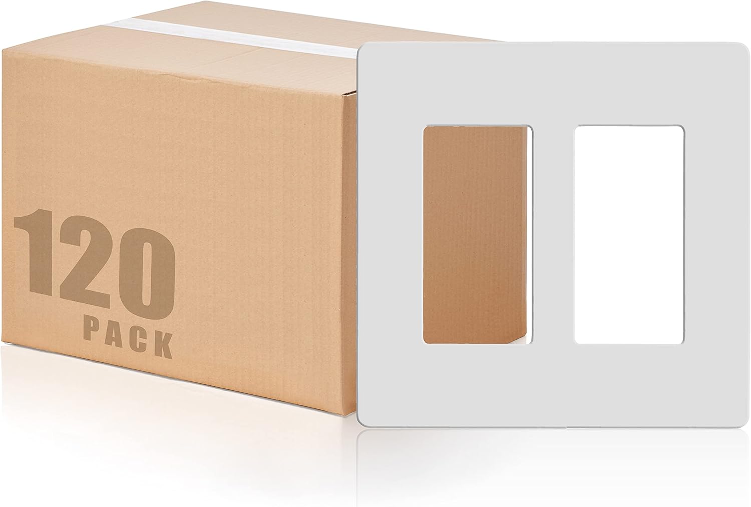 Faith 2-Gang Decorator Screwless Wall Plates Child Safe Outlet Covers, 4.68"H x 2.93" L, Fits GFCI, USB Receptacle, Dimmers, and Lighting Controls, ETL Listed, White, 120-Pack