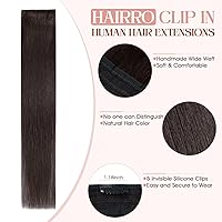 Vista 4 de Extensiones de cabello con clip, cabello humano Remy, extensiones de cabello largo lacio de una pieza con 5 clips, con gancho para colgar