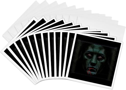 3dRose Greeting Cards - KILLER INSTINCT DarkArt evil demon haunted creature vampire demonic predator - 12 Pack - mimulux Dark Art