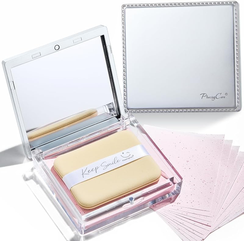 Papel antibrilho facial PleasingCare com esponja e espelho, Rose