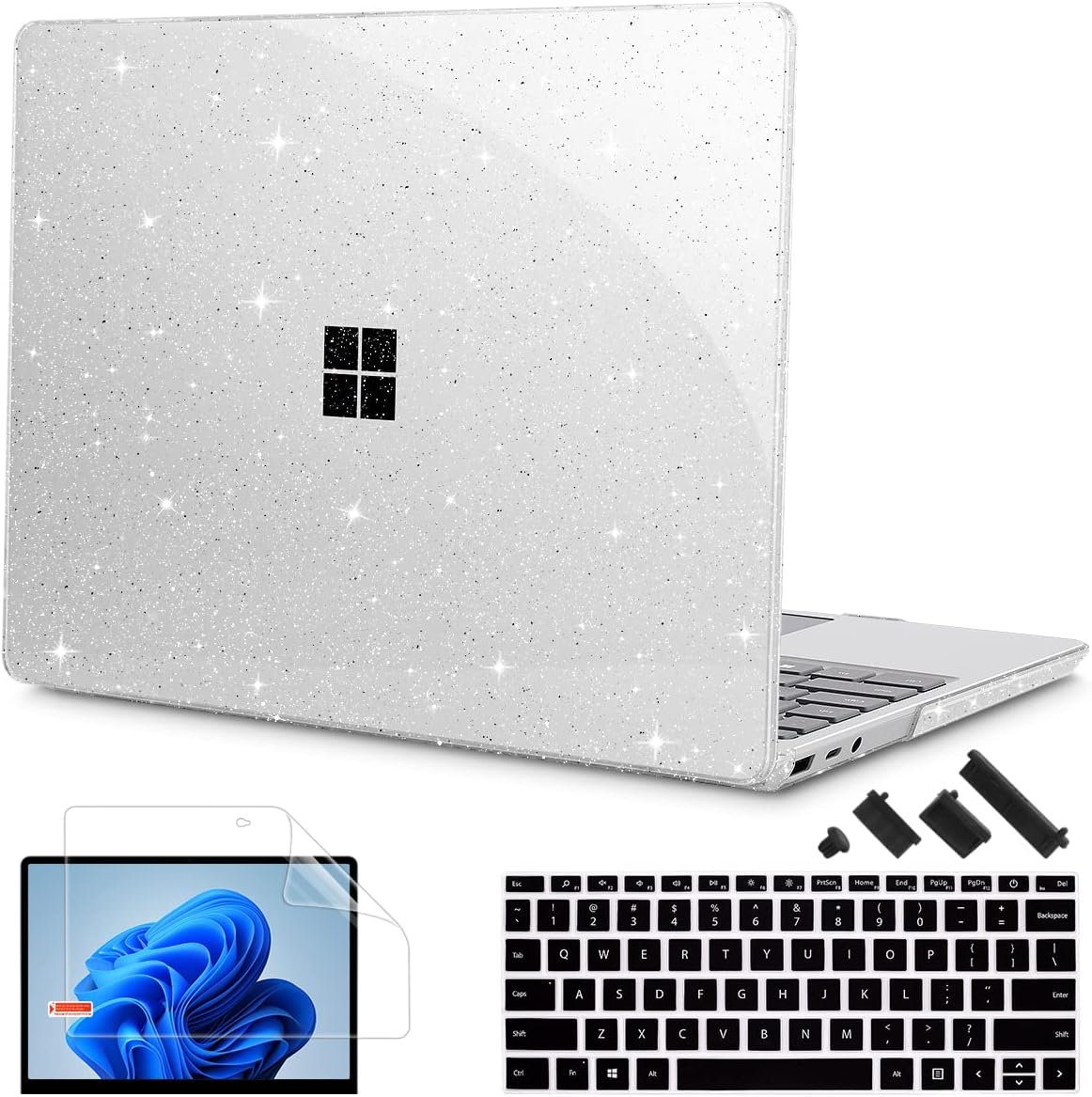 MOSISO Coque Rigide Noire Pour Microsoft Surface Laptop Go 3/2/1 12,4 Pouces - Protection Plastique Robuste 2023 2022 2020 (Modèles 2013 & 1943)