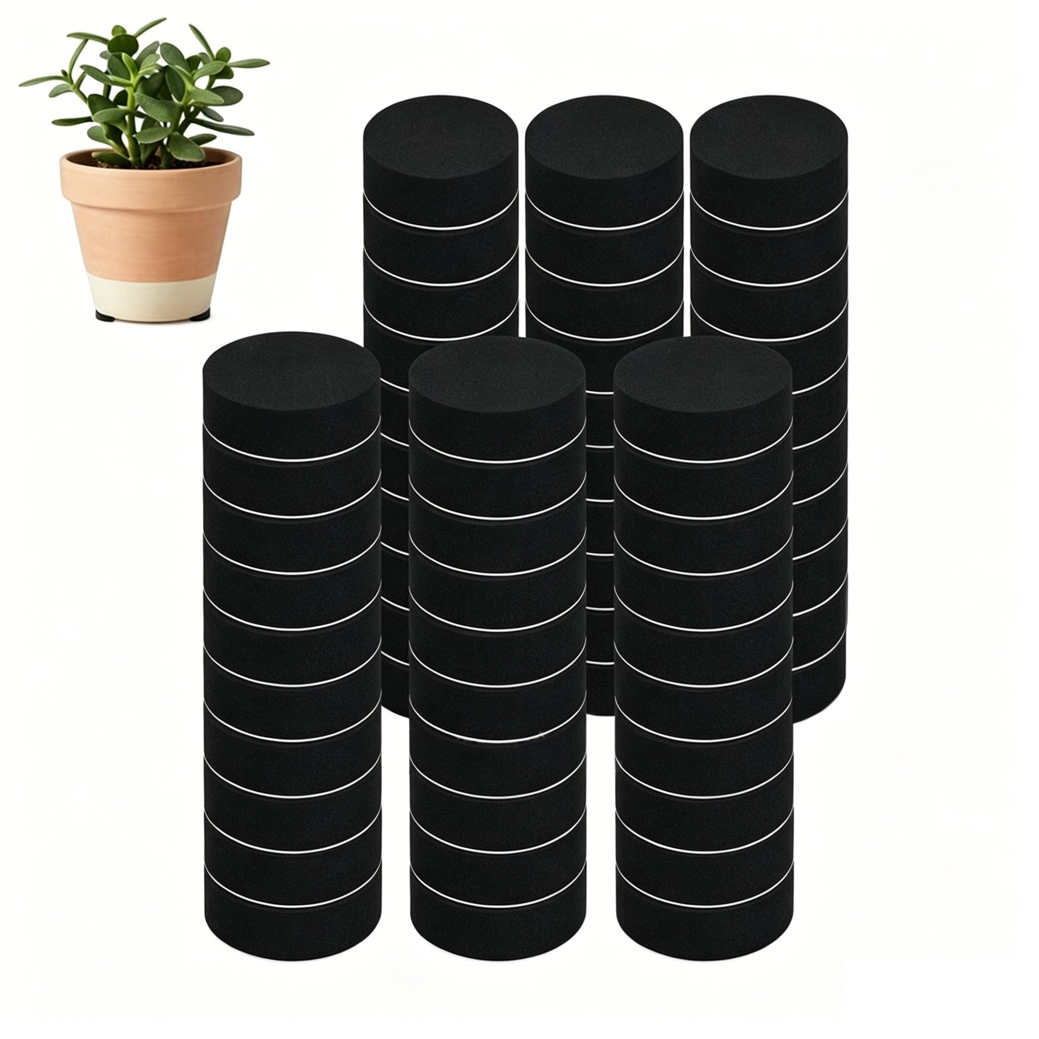 60 Pack Plant Pot Feet Outdoor, Foam Sticky Planter Risers 30x10mm