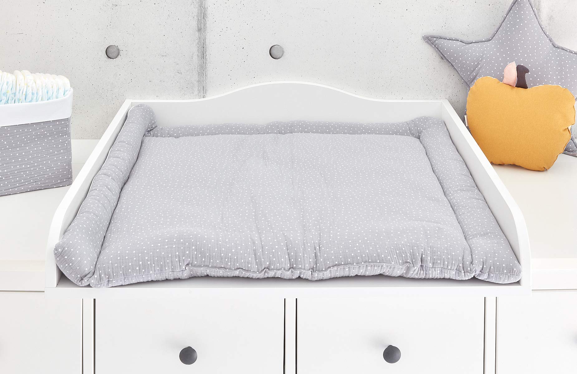 KraftKids MUT112-78 - Cambiador (78 x 78 cm, 840 g), diseño de lunares, color gris