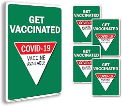 Get Vaccinated Covid-19 Vaccine Available Public Safety Rigid Plastic Sign 24 Inch x 18 Inch - 5 Pack