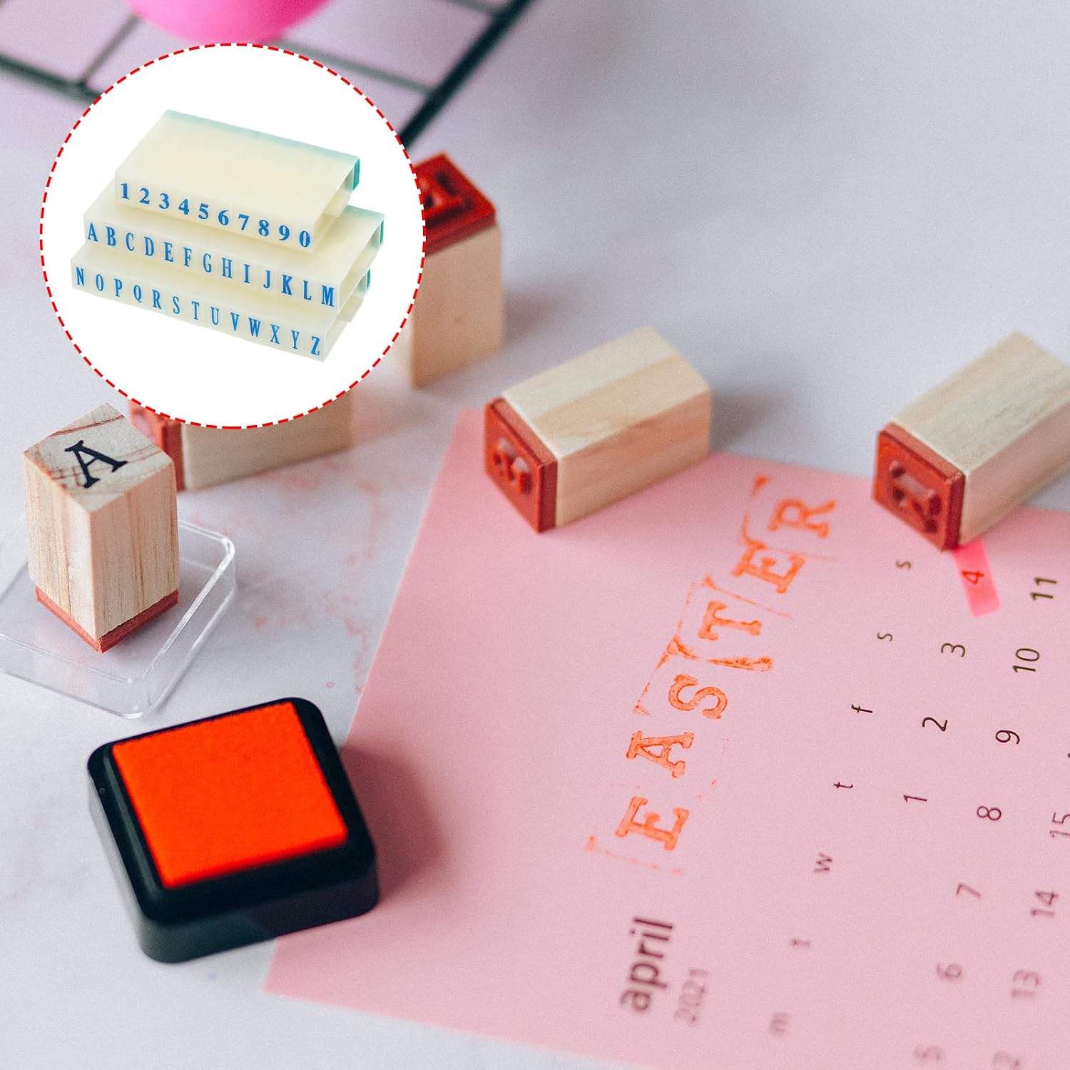 YOKIVE 2 Pack Combination Number Letter Stamp with 9 Digits Press Number, Great for DIY Crafts (Blue, Green, White, 1.46 x 0.43 x 0.24 Inches)