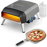 Tefal Pizza Pronto, Homemade Pizza Oven, Gas Pizza Oven, 360° Rotating Stone Inside, 30cm Max Pizza, Quick Cooking, Free App JM412010, Grey - 1