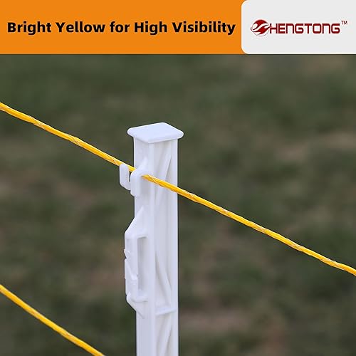 Miniatura 5 de Valla eléctrica de polietileno trenzado de 656 pies 656.2 ft, 2 conductores de acero inoxidable de 0.012 in, valla eléctrica de polietileno trenzado