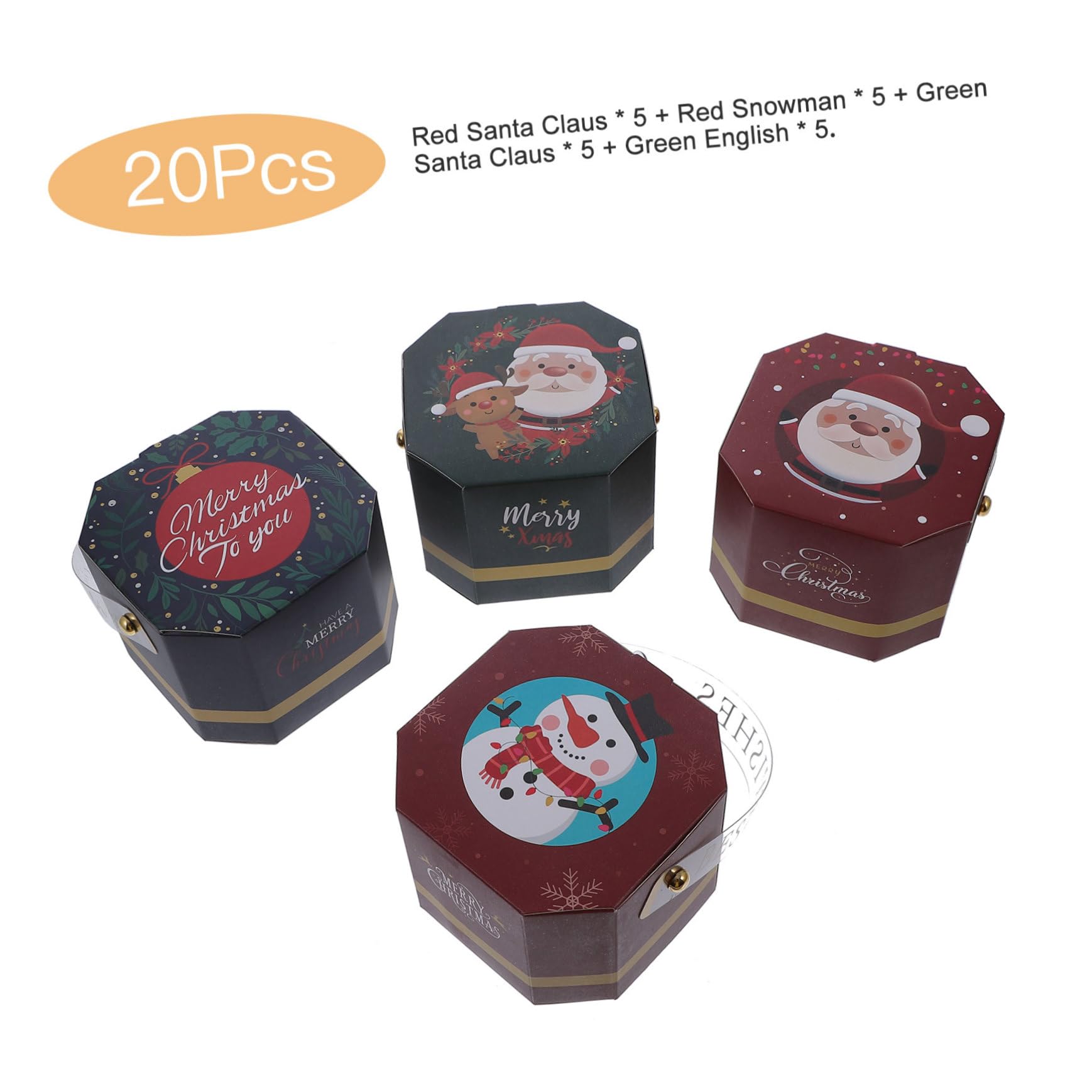 FOMIYES 60 Piezas Caja De De Navidad Cajas De Papel De Dulces De Navidad Cajas De Galletas Navideñas Cajas De Carton Con Asas Decoraciones De De Favor De