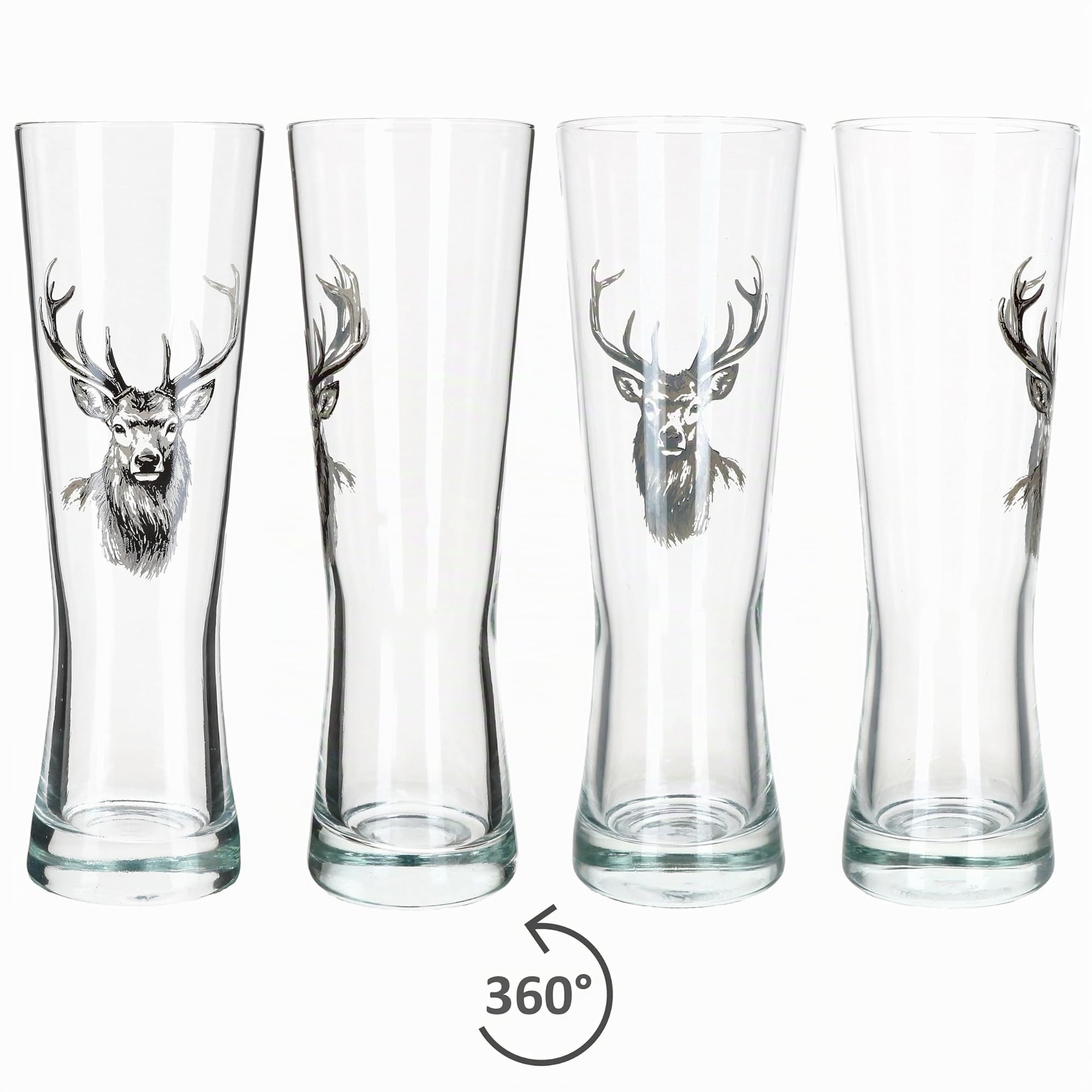 MamboCat Alois Lot de 6 verres à bière classiques avec motif de cerf pour un plaisir de bière élégant | Emballage cadeau inclus