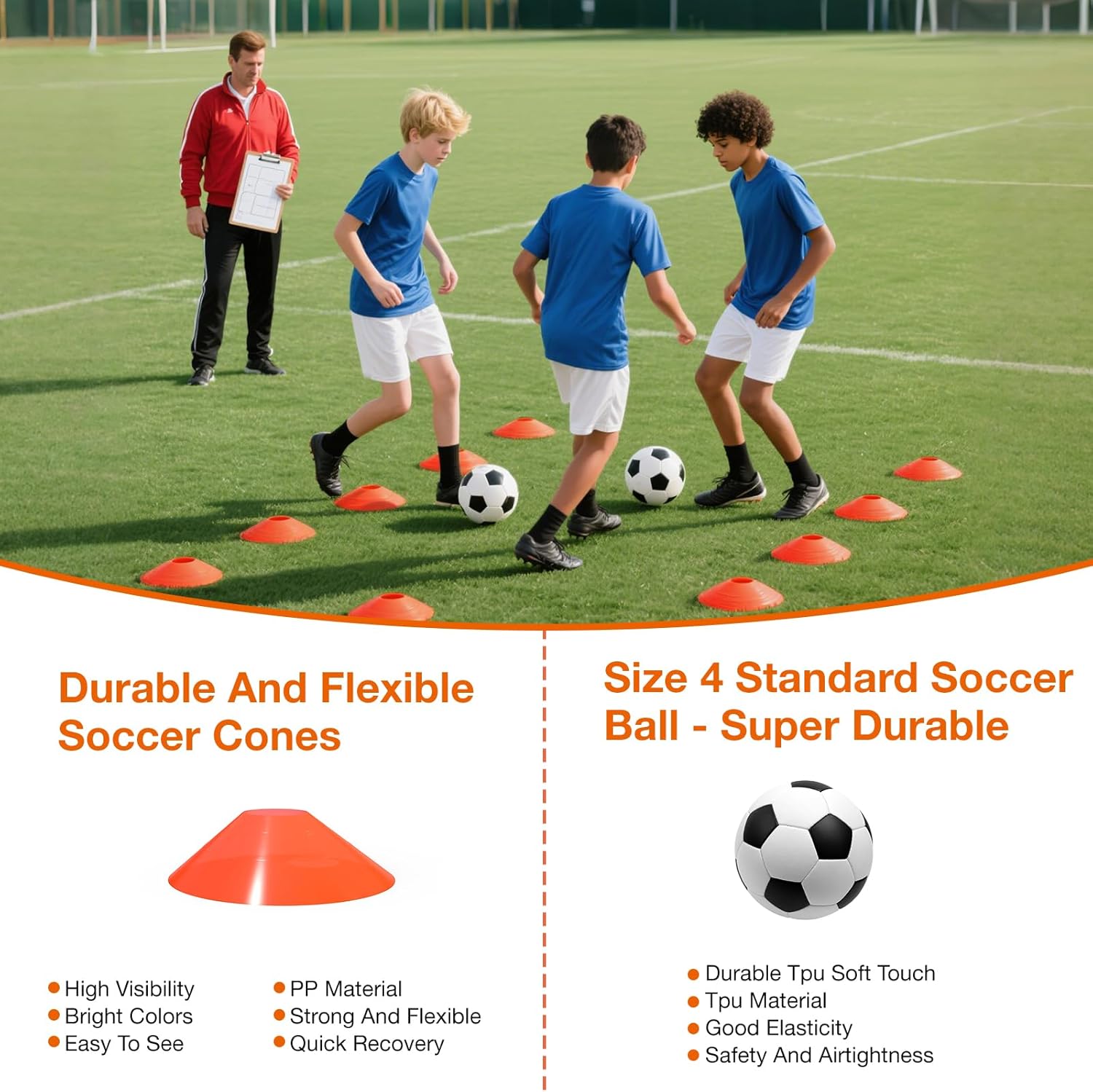 2-Pack 6x4FT Portable Soccer Goals for Kids, Pop Up Youth Soccer Net Set with Ball, Cones & Agility Ladder, Easy Setup Backyard Training Equipment for Toddlers Outdoor Sports Games