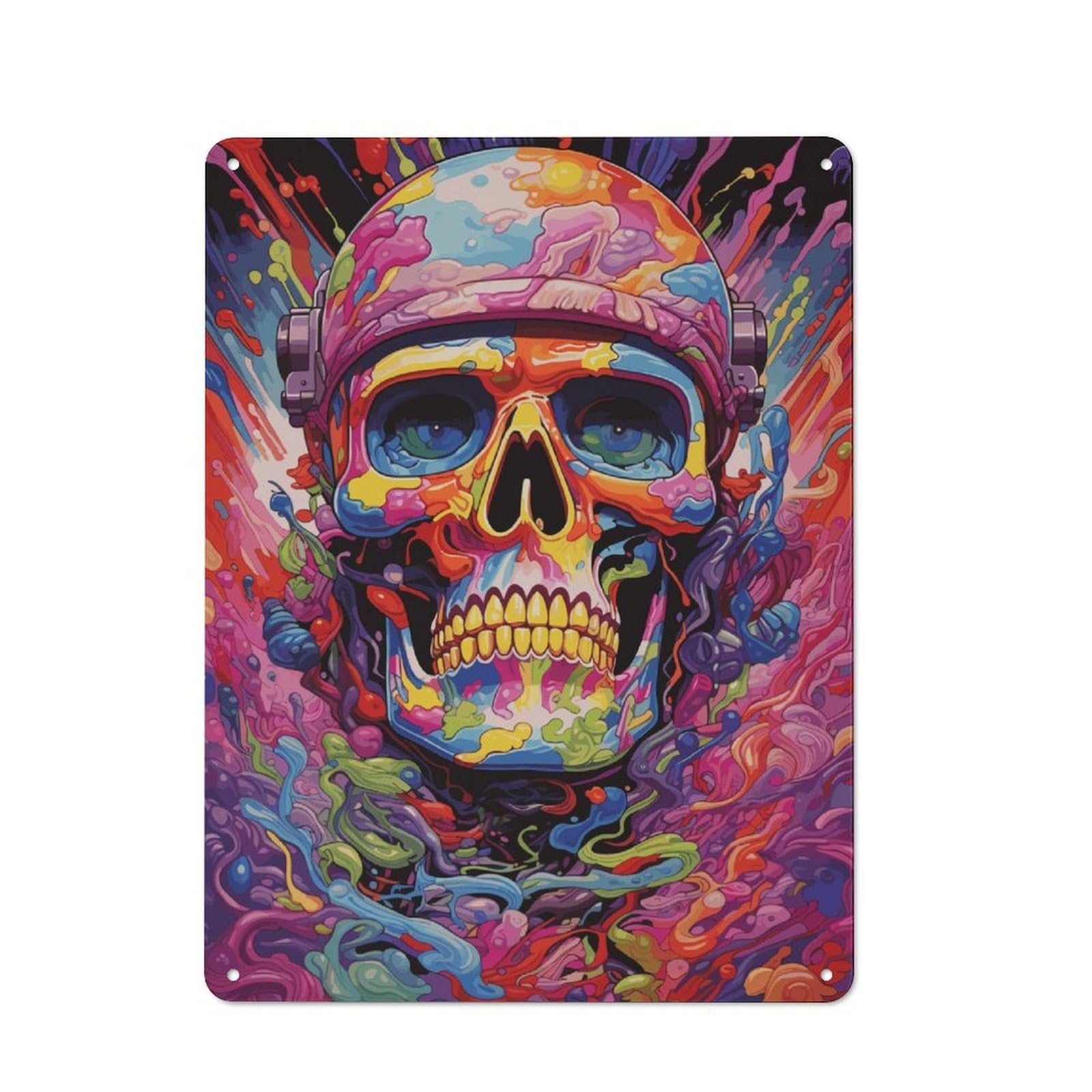 Junmoney Skull Soldier Vintage Tin Sign 40X30cm With For Studio Or Craft Room, For Garage, Workshop And Man Cave Decoration